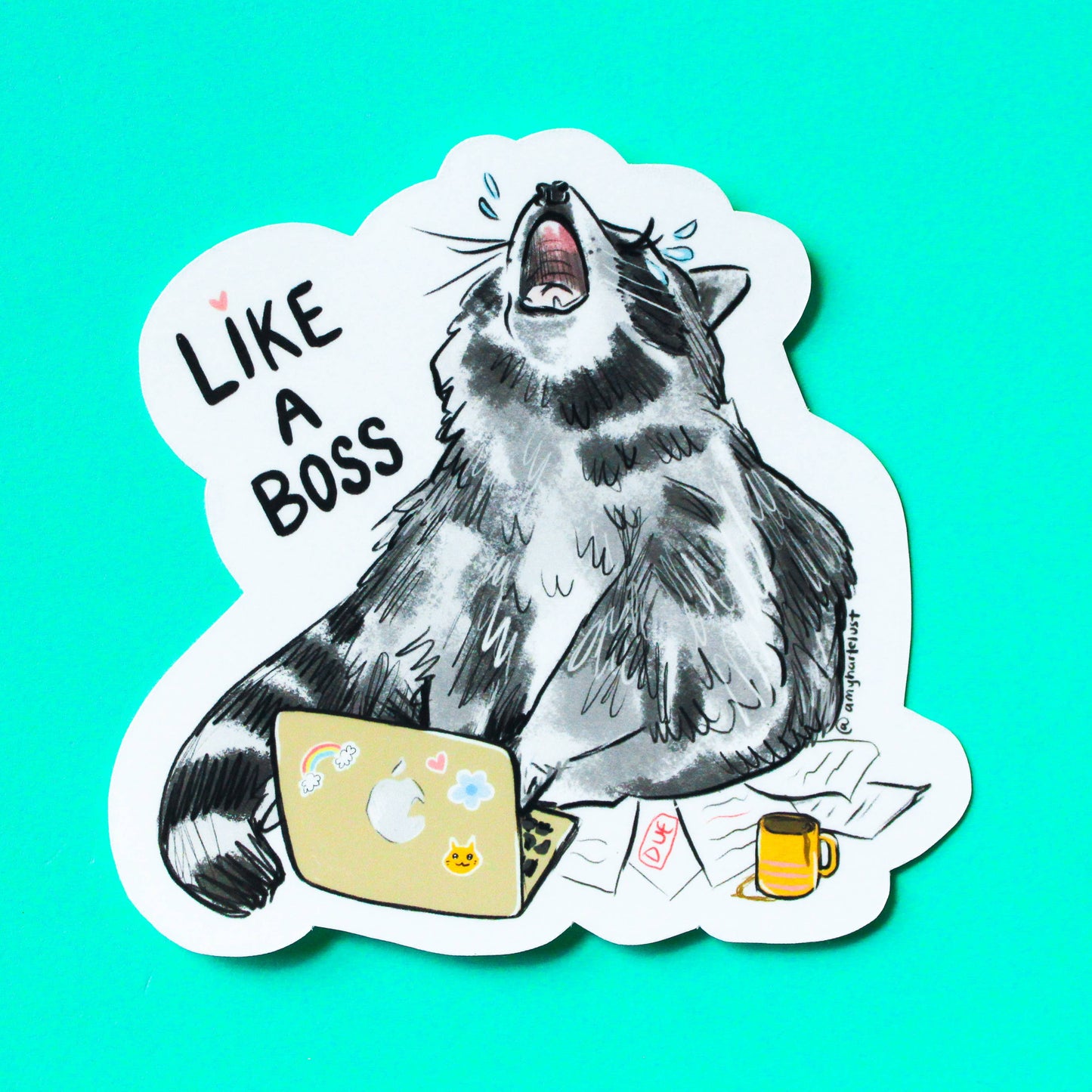 Like A Boss Raccoon Sticker