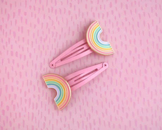 Pastel Rainbow Hair Clip Set