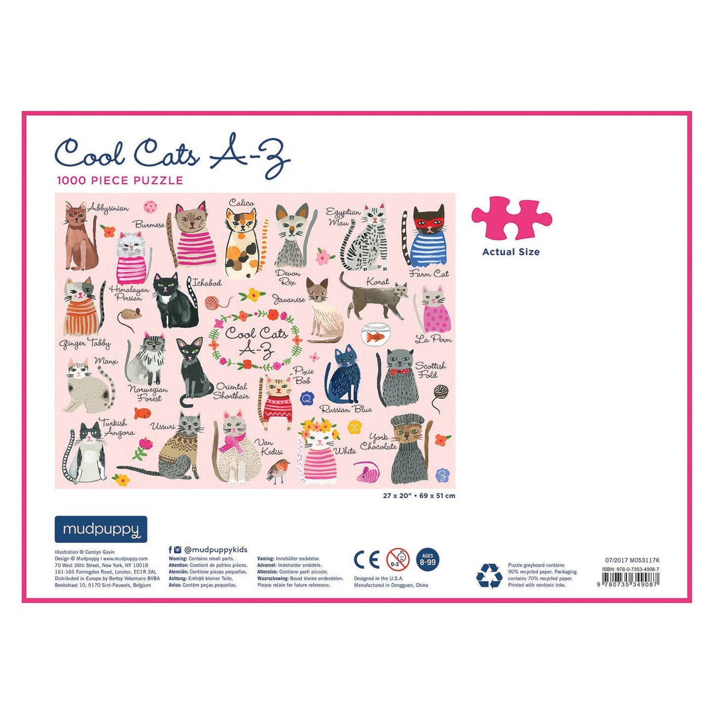 Cool Cats A-Z 1000 Piece Puzzle *DAMAGED BOX*