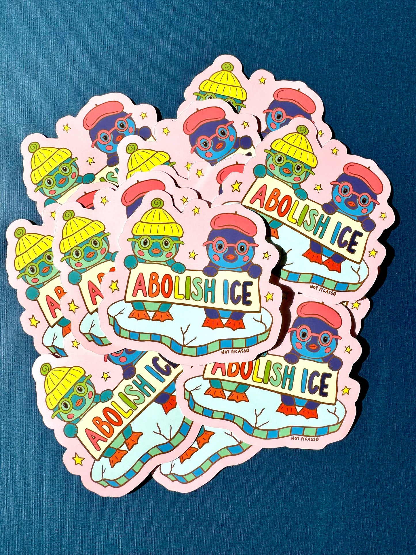 Abolish ICE Rainbow Penguins Sticker