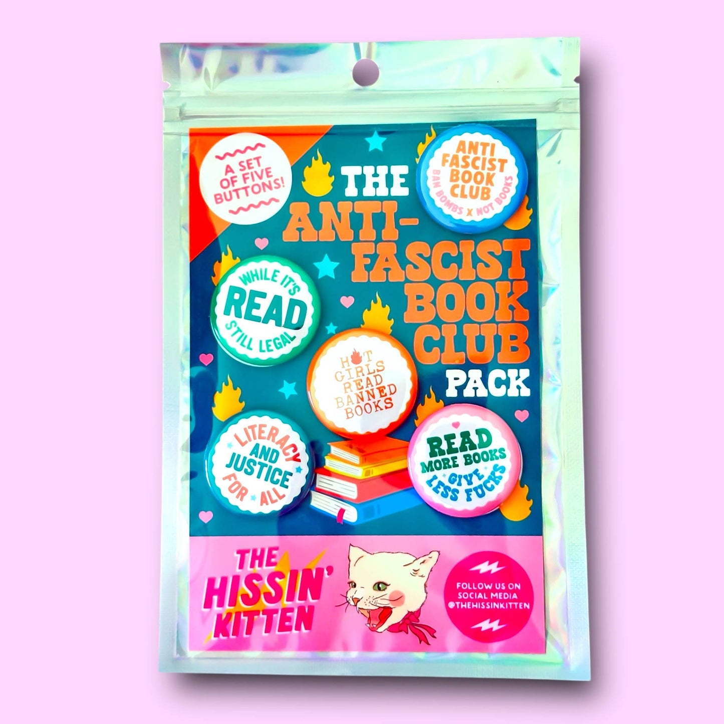 The Anti-Fascist Book Club Button Pack