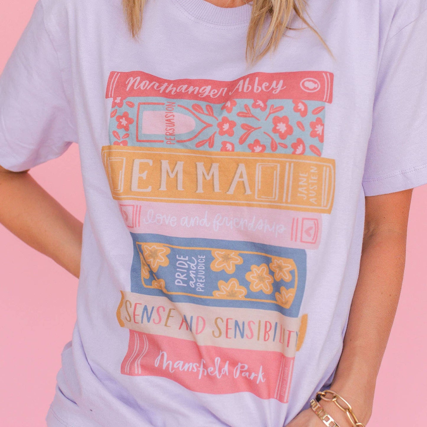 Jane Austen Book Stack Tee (XS S M)