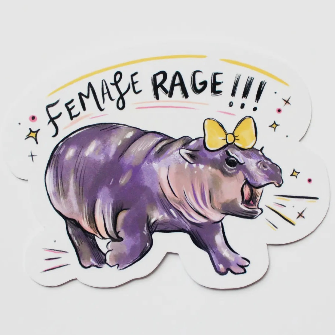 Female Rage Hippo Sticker