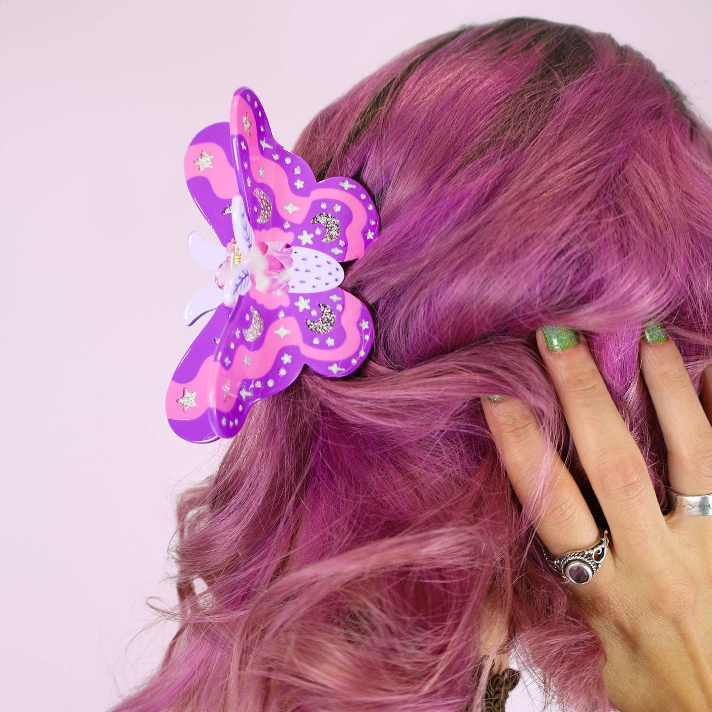 Purple Pastel Moth Claw Clip