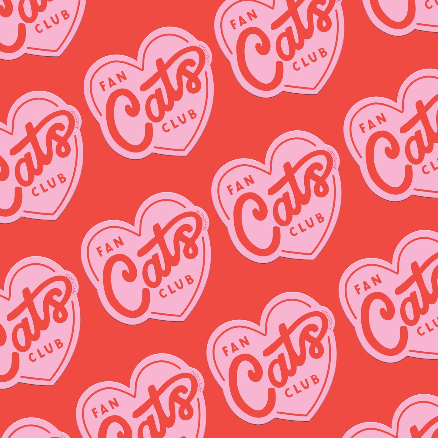Cats Fan Club Heart Small Sticker