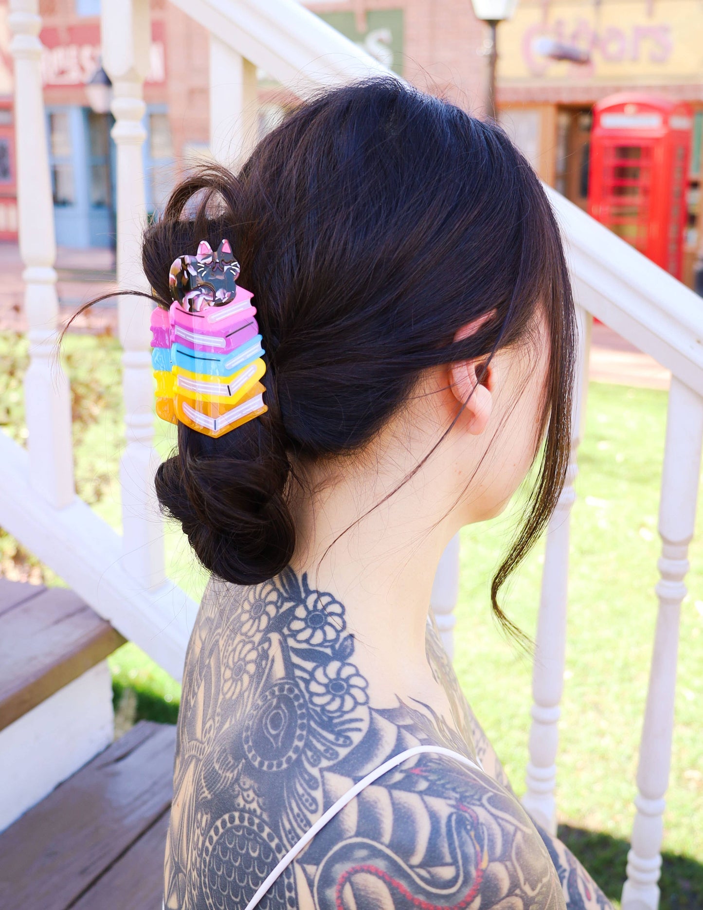 Book Stack Kitty Claw Clip