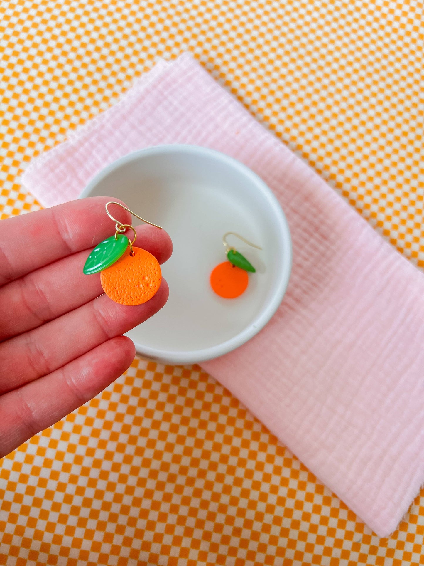 Cutie Fruities Clay Earrings (Orange)