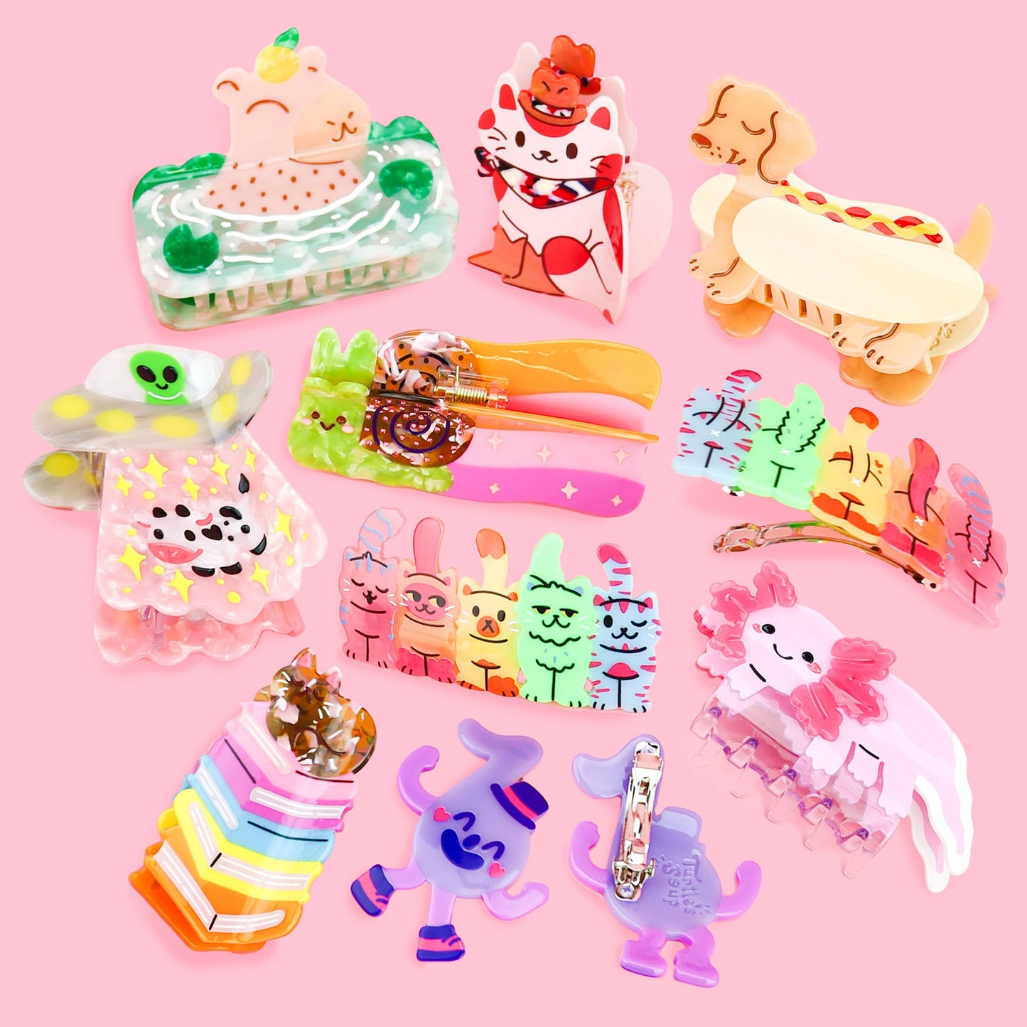 Book Stack Kitty Claw Clip