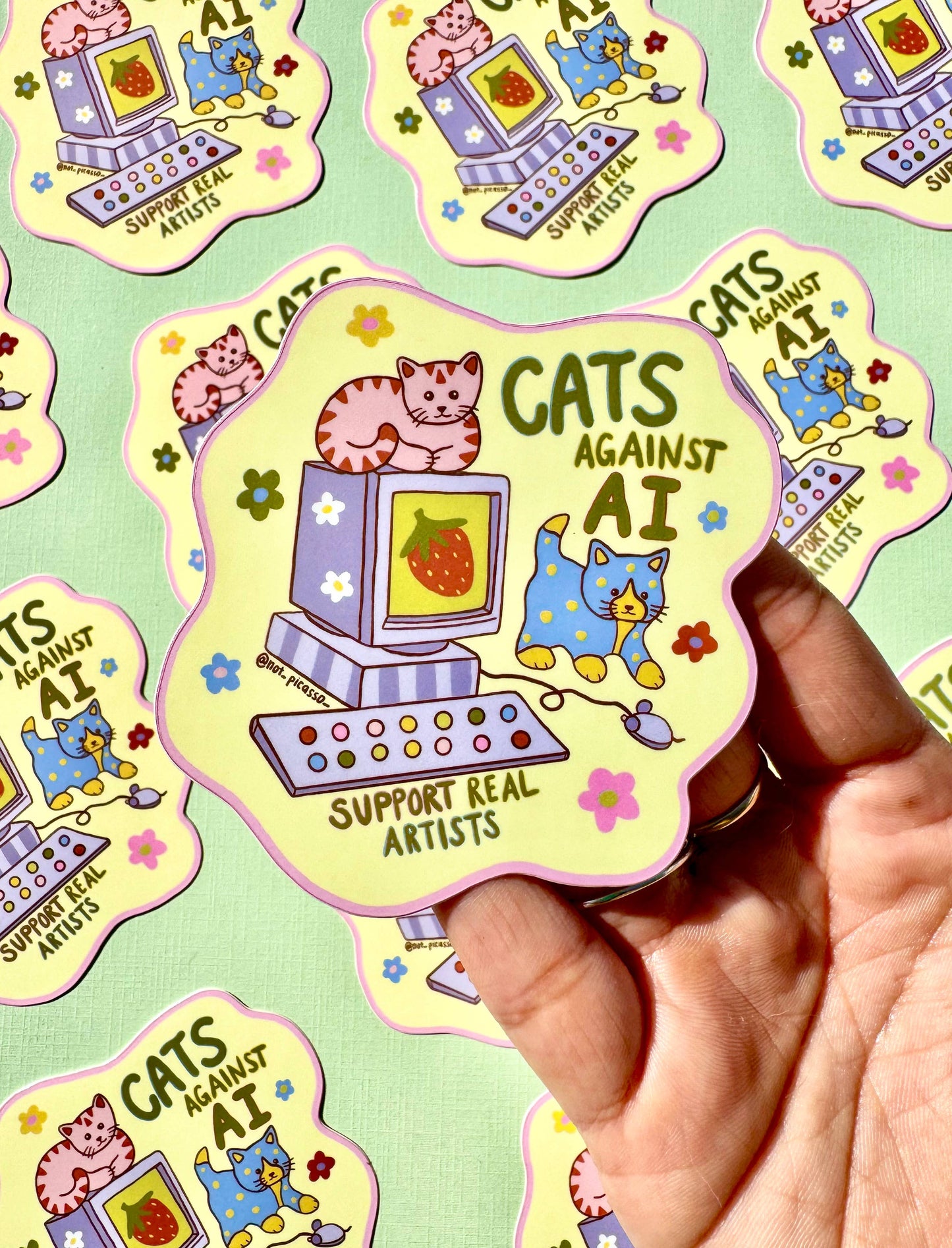 Cats Against AI, Support Real Artists Sticker