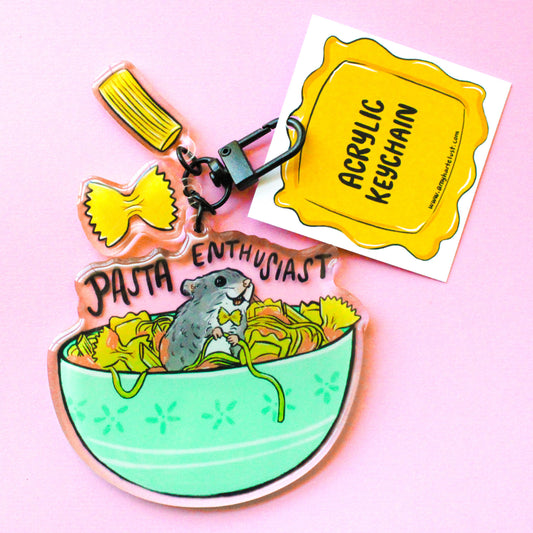 Pasta Enthusiast Mouse Acrylic Keychain