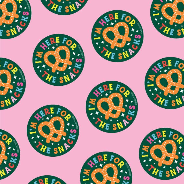 I'm Here for the Snacks Pretzel Sticker