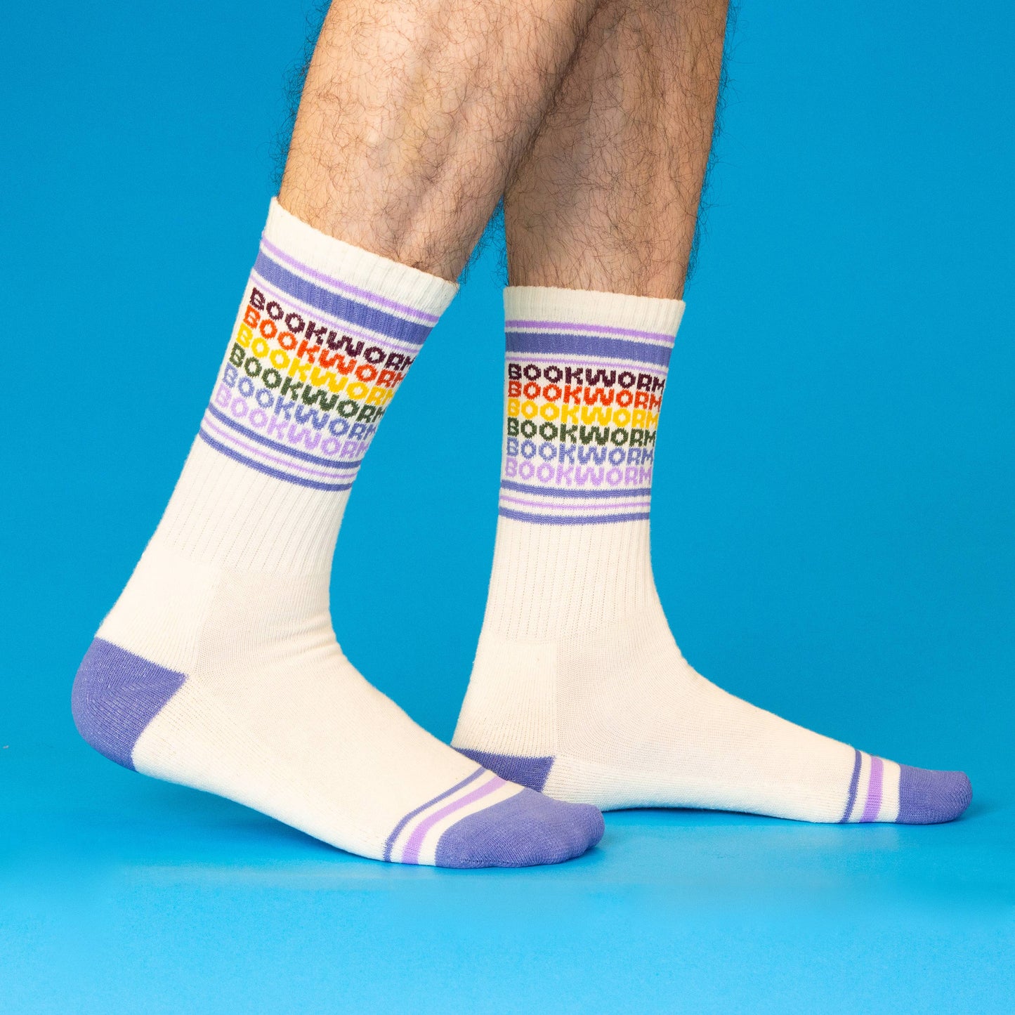Bookworm Vintage Rainbow Gym Crew Socks