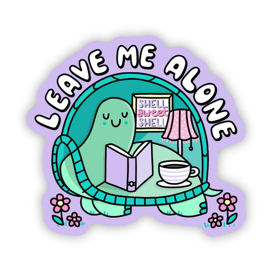Leave Me Alone Turtle Reading Sticker