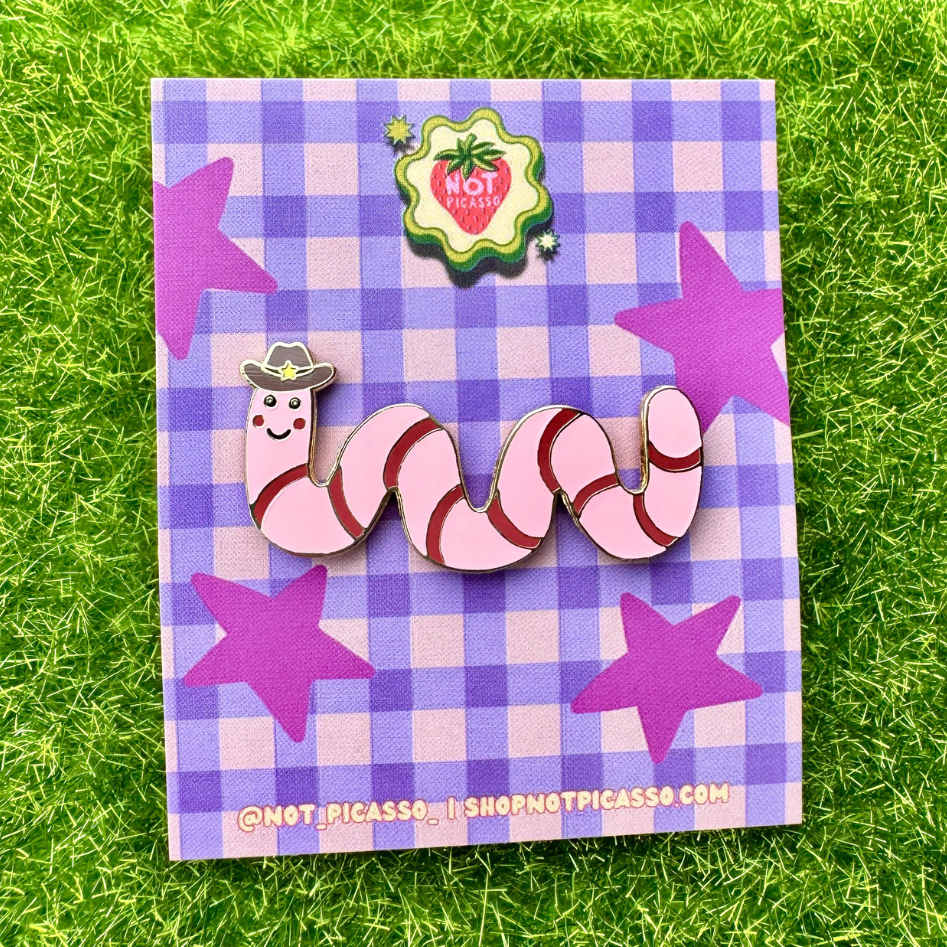 Cowboy Worm Enamel Pin