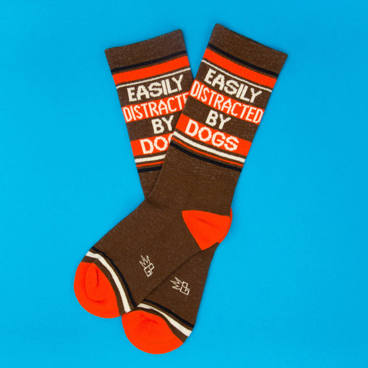Easily Distracted By Dogs Retro Crew Socks