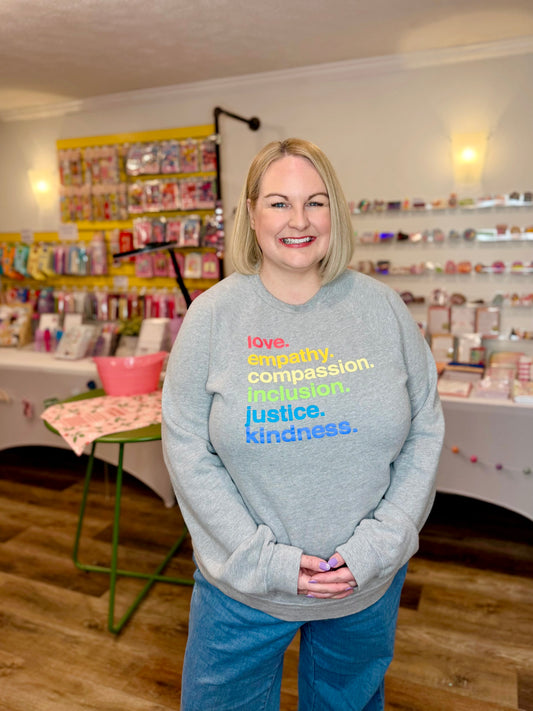 Rainbow Kindness Crewneck Sweatshirt (Grey)