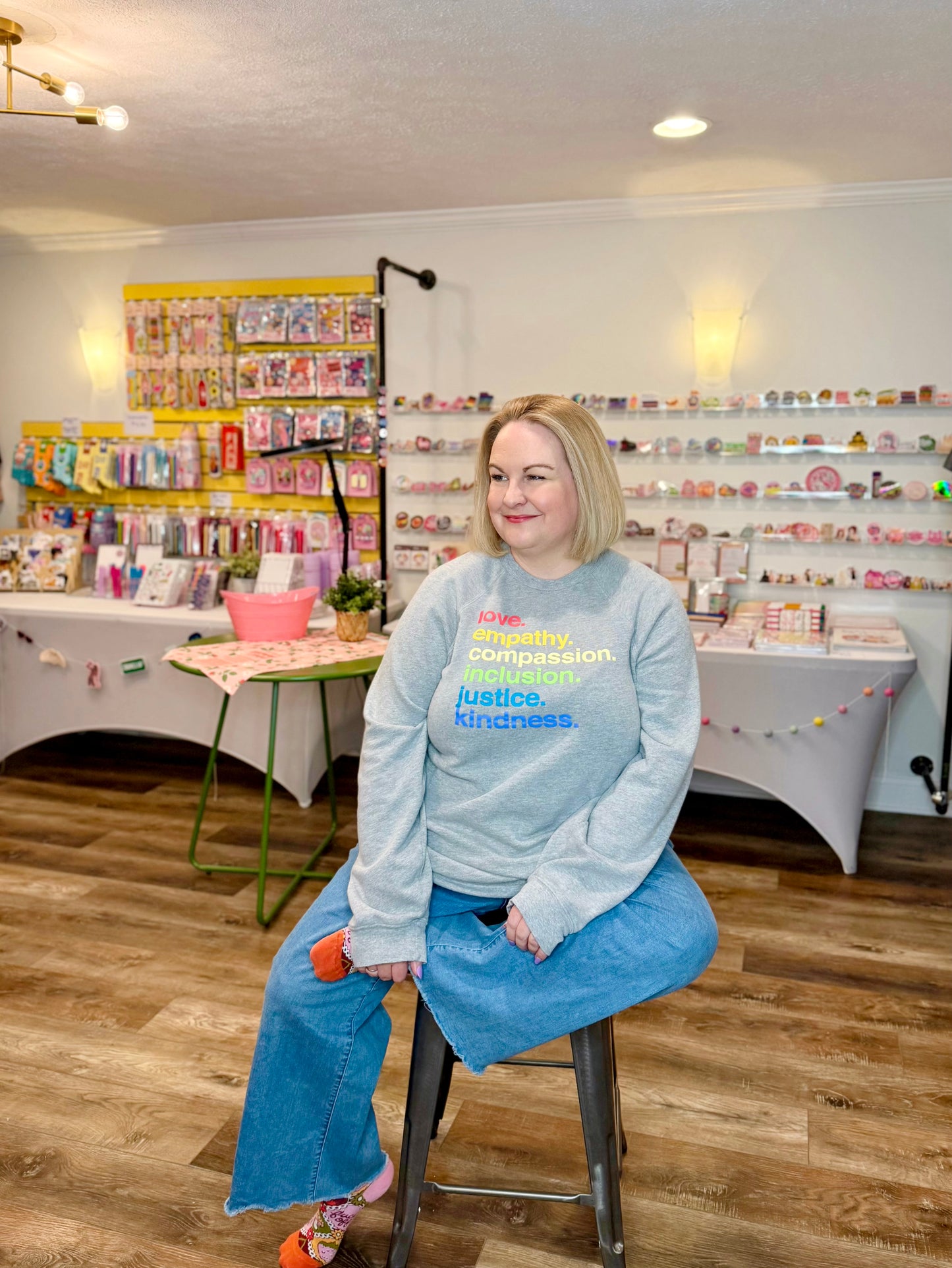 Rainbow Kindness Crewneck Sweatshirt (Grey)
