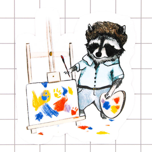 Happy Little Trash Artist Raccoon Sticker