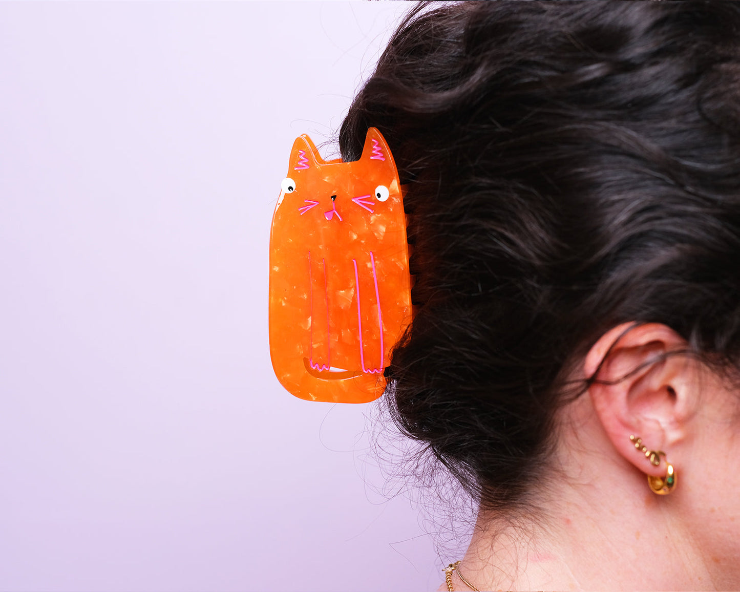 Orange Cat Claw Clip