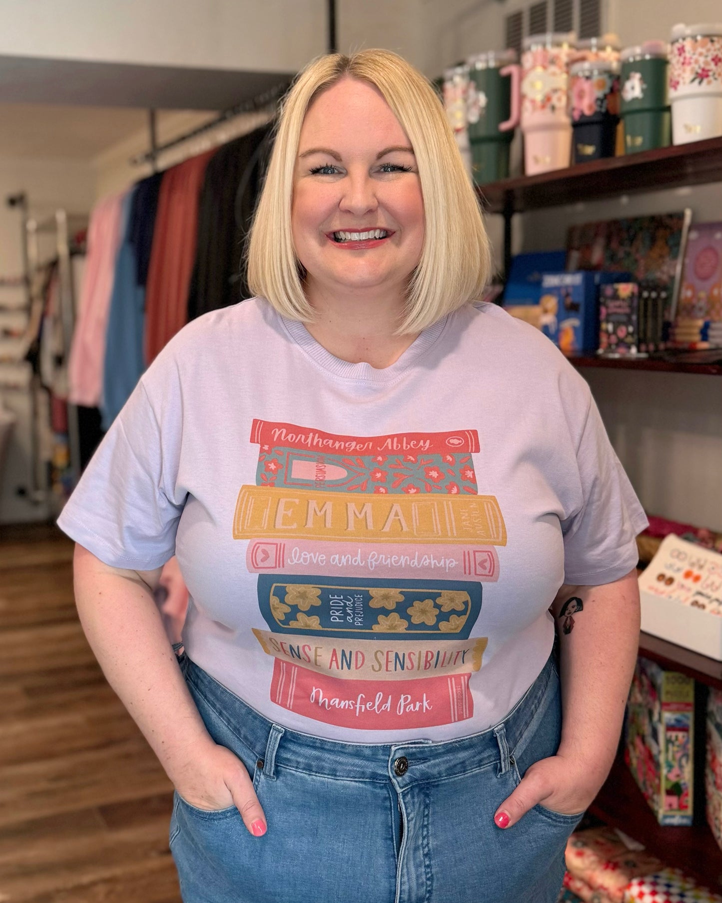 Jane Austen Book Stack Tee (XS S M)