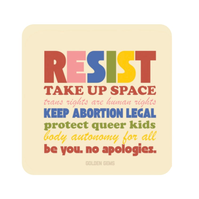 Resist Mantra Retro Rainbow Sticker