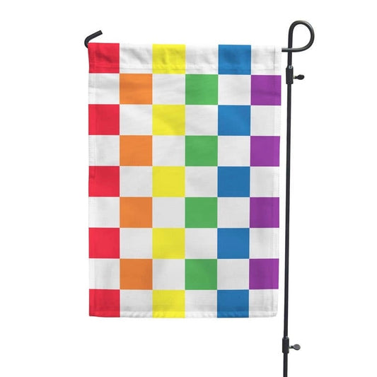 Rainbow Checkered Garden Flag
