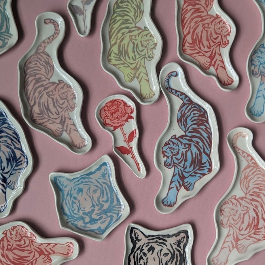 Tiger Trinket Dish (Navy)