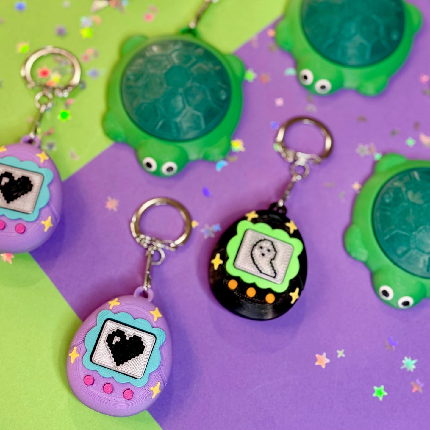 Digital Pet Heart Fidget Clicker Keychain