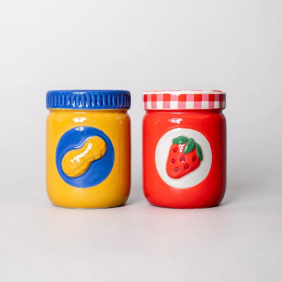 Peanut Butter and Jelly Taper Candle Holder Set