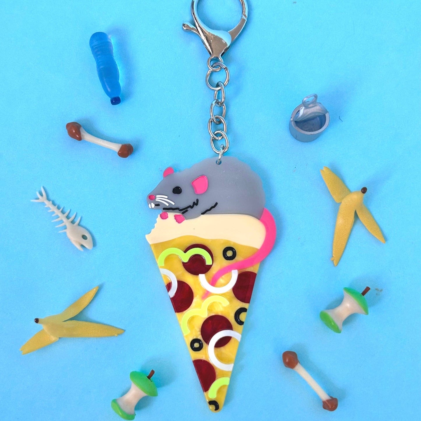 Pizza Rat Keychain