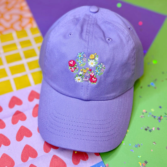 Floral Paw Print Hat (Lavender)