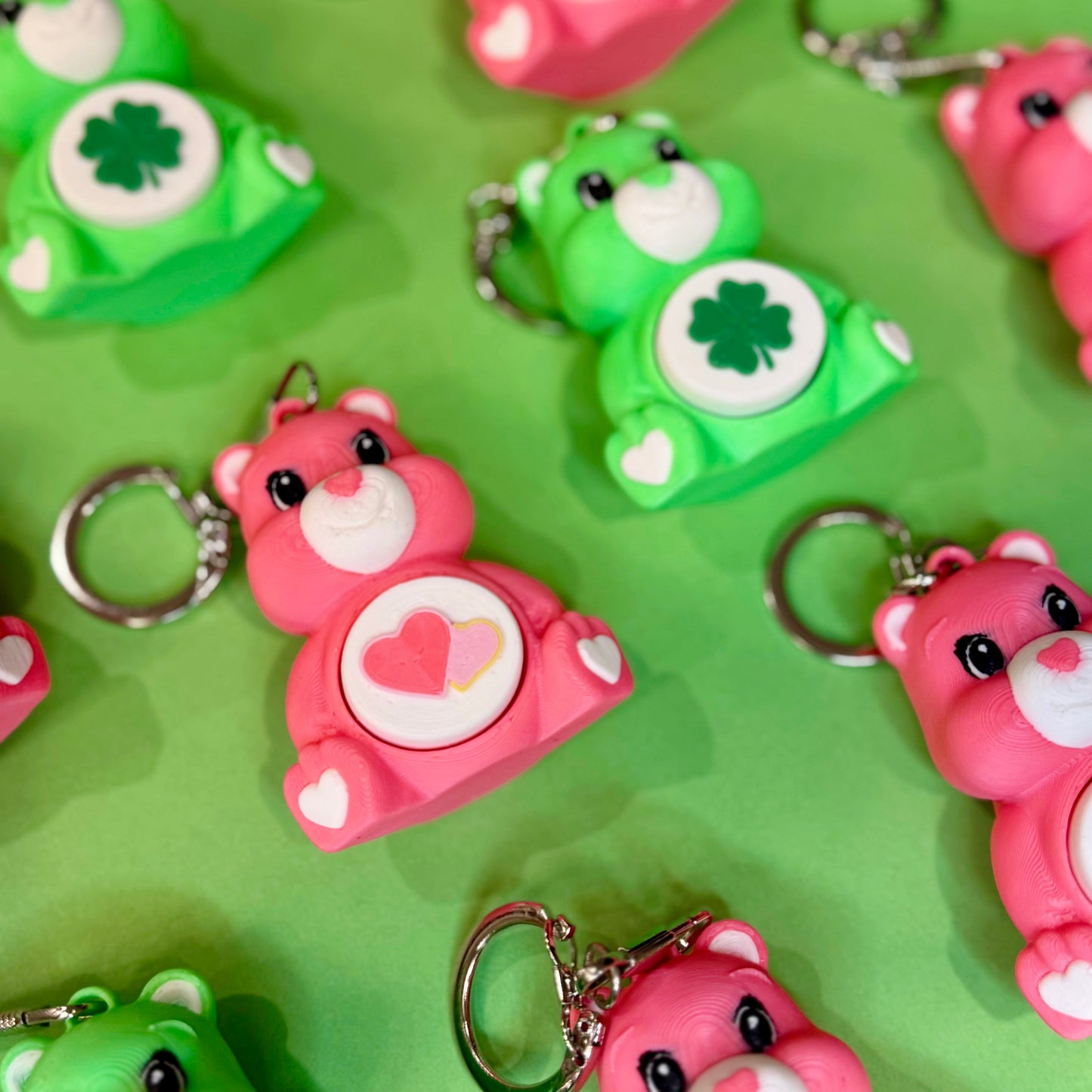 Pink Love a Lot Care Bear Fidget Clicker Keychain