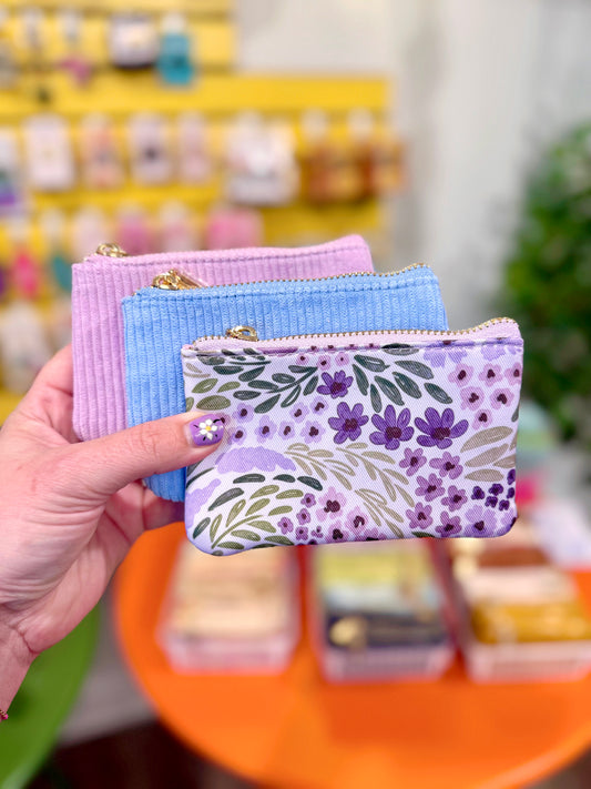 Cornflower Corduroy Coin Pouch