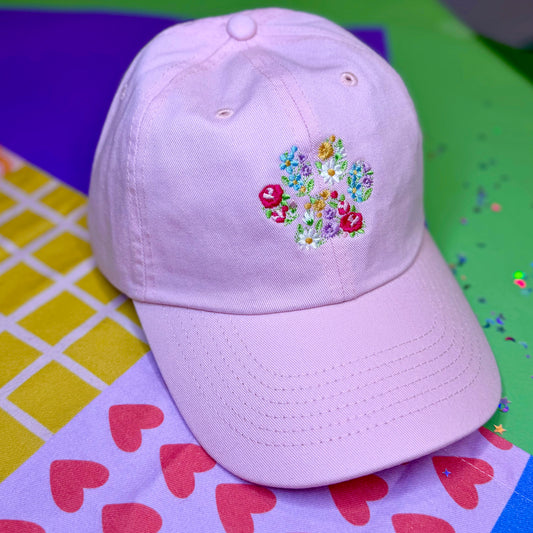 Floral Paw Print Hat (Pink)