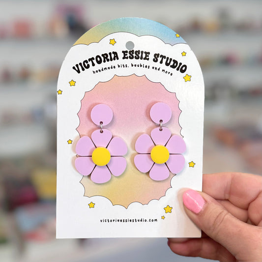 Purple Daisy Earrings