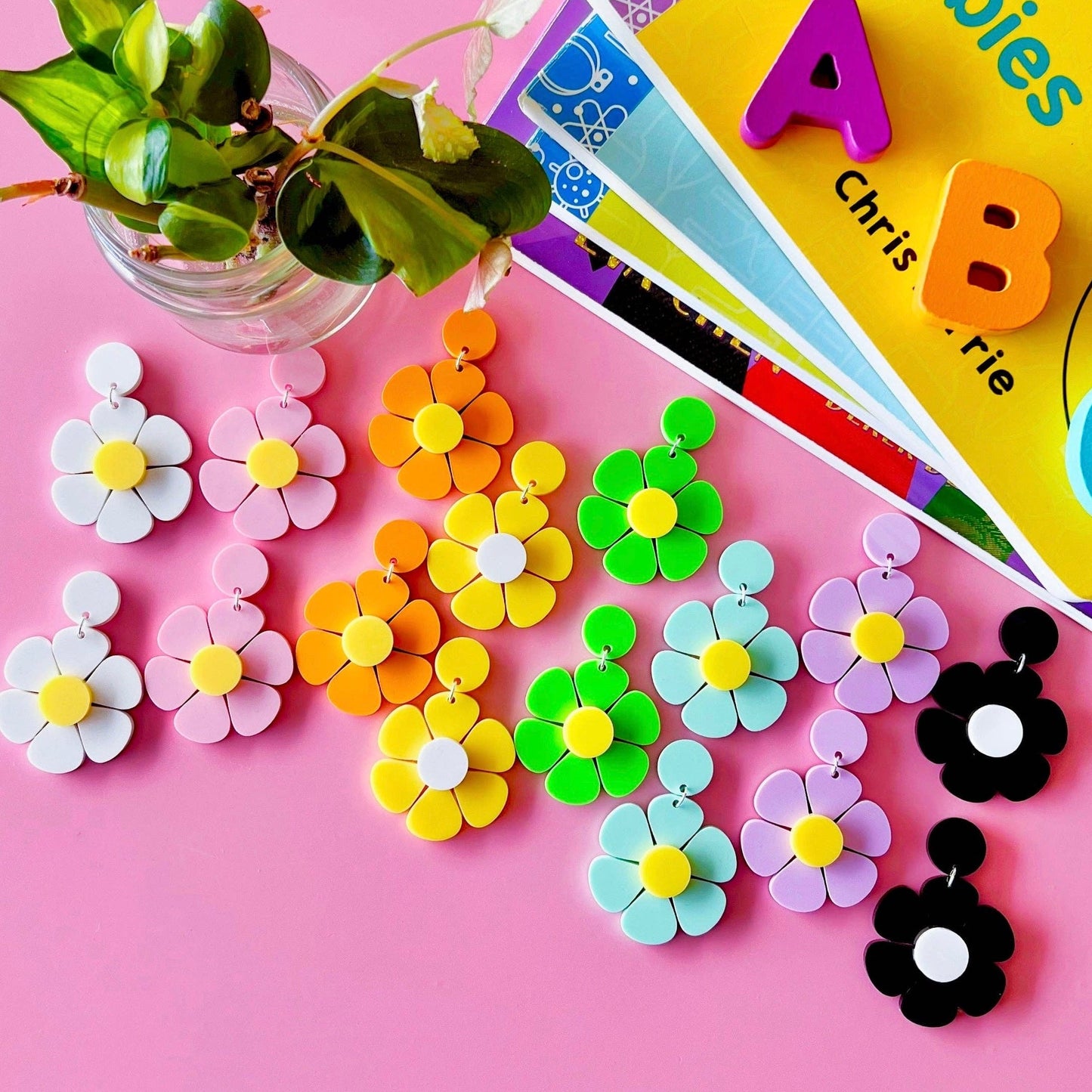Purple Daisy Earrings