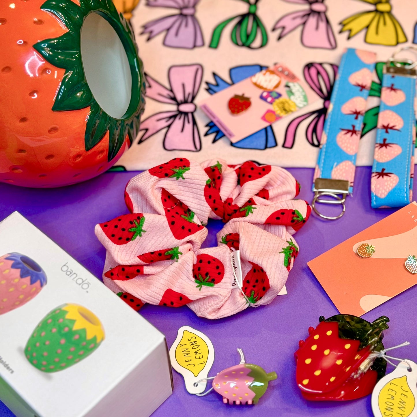 Strawberry Ceramic Candle Holder Set