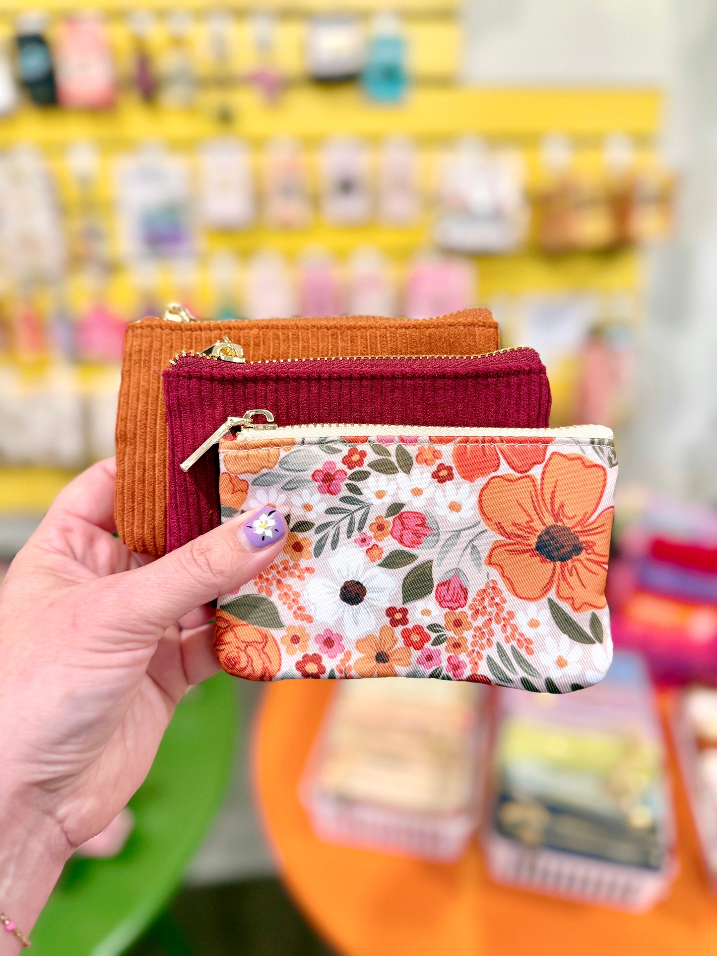 Terracotta Corduroy Coin Pouch