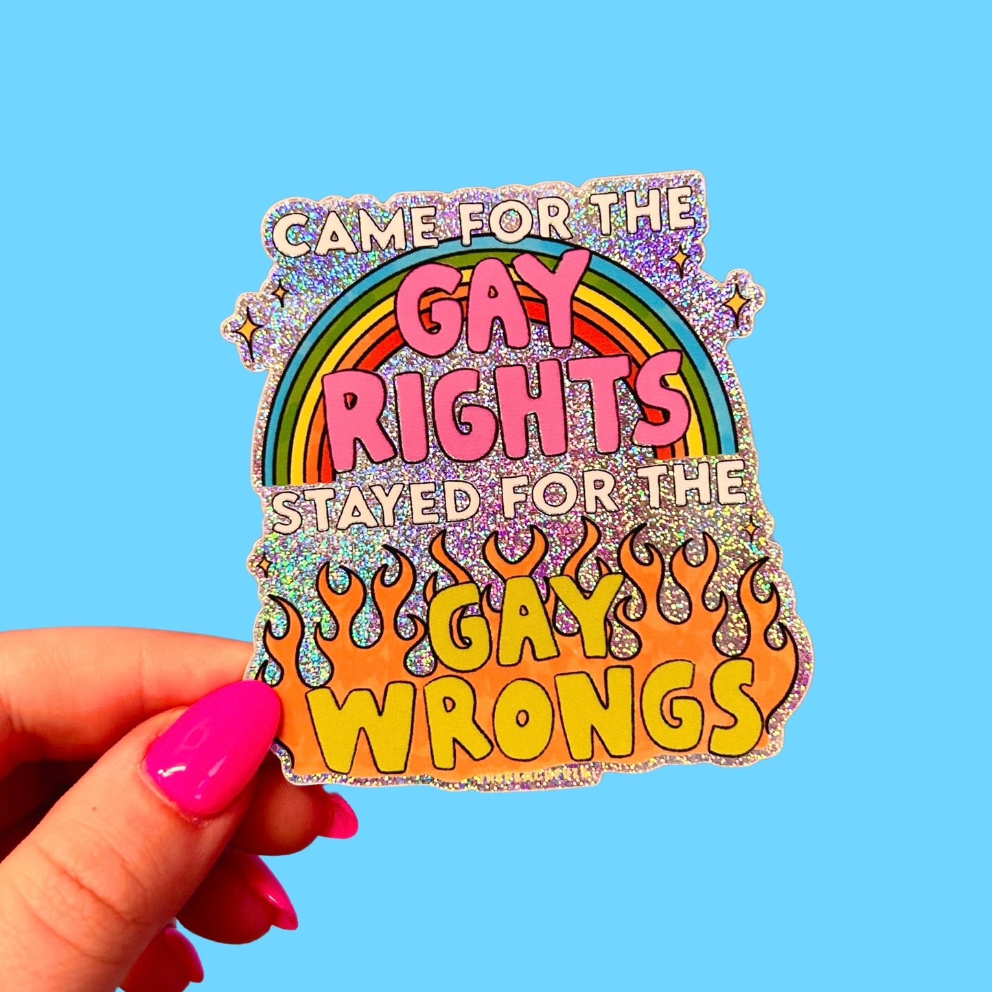 Gay Wrongs Glitter Sticker