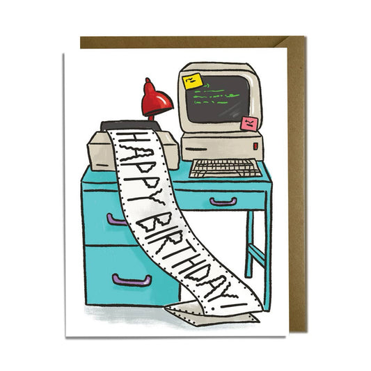 Vintage Printer Banner Birthday Card