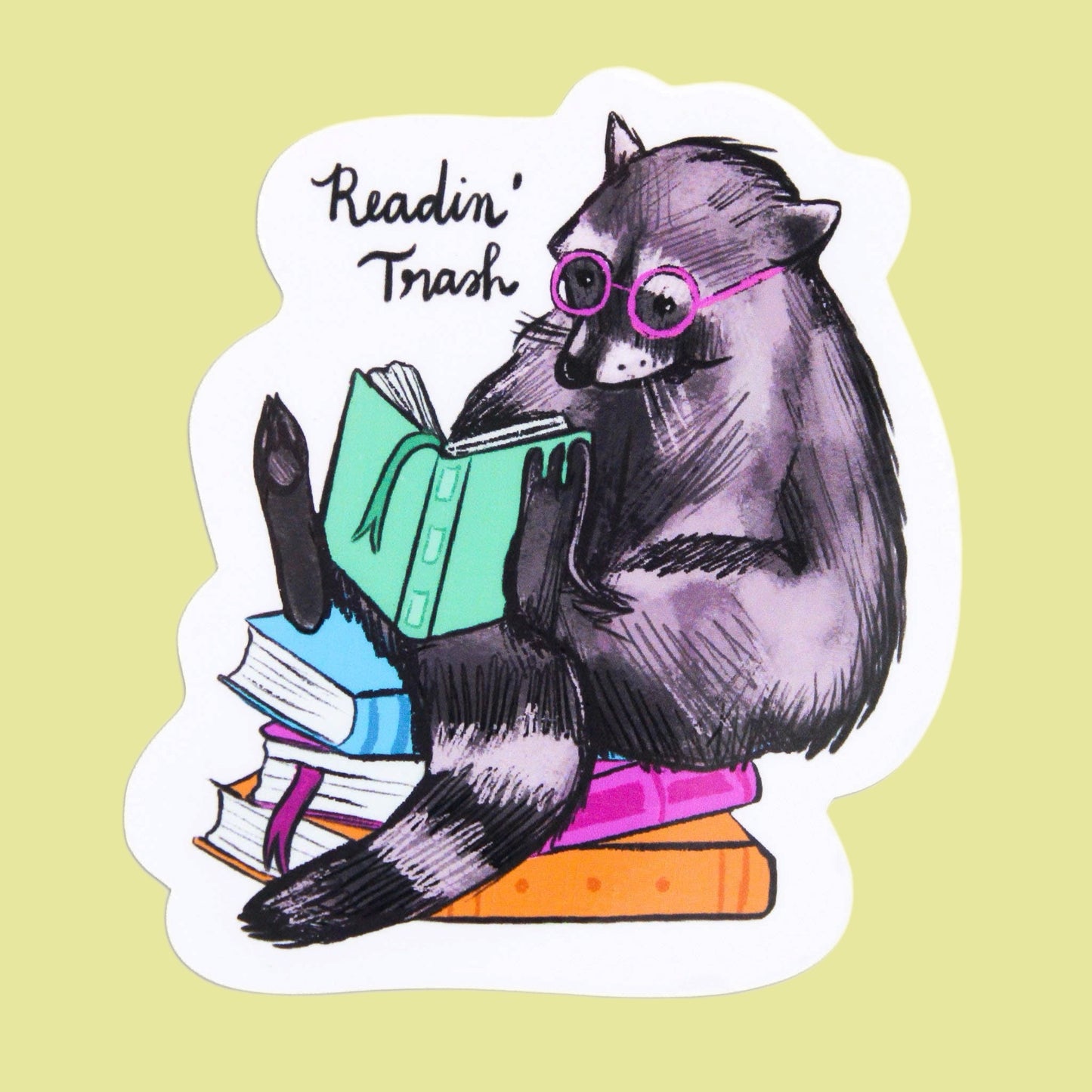 Readin’ Trash Raccoon Sticker