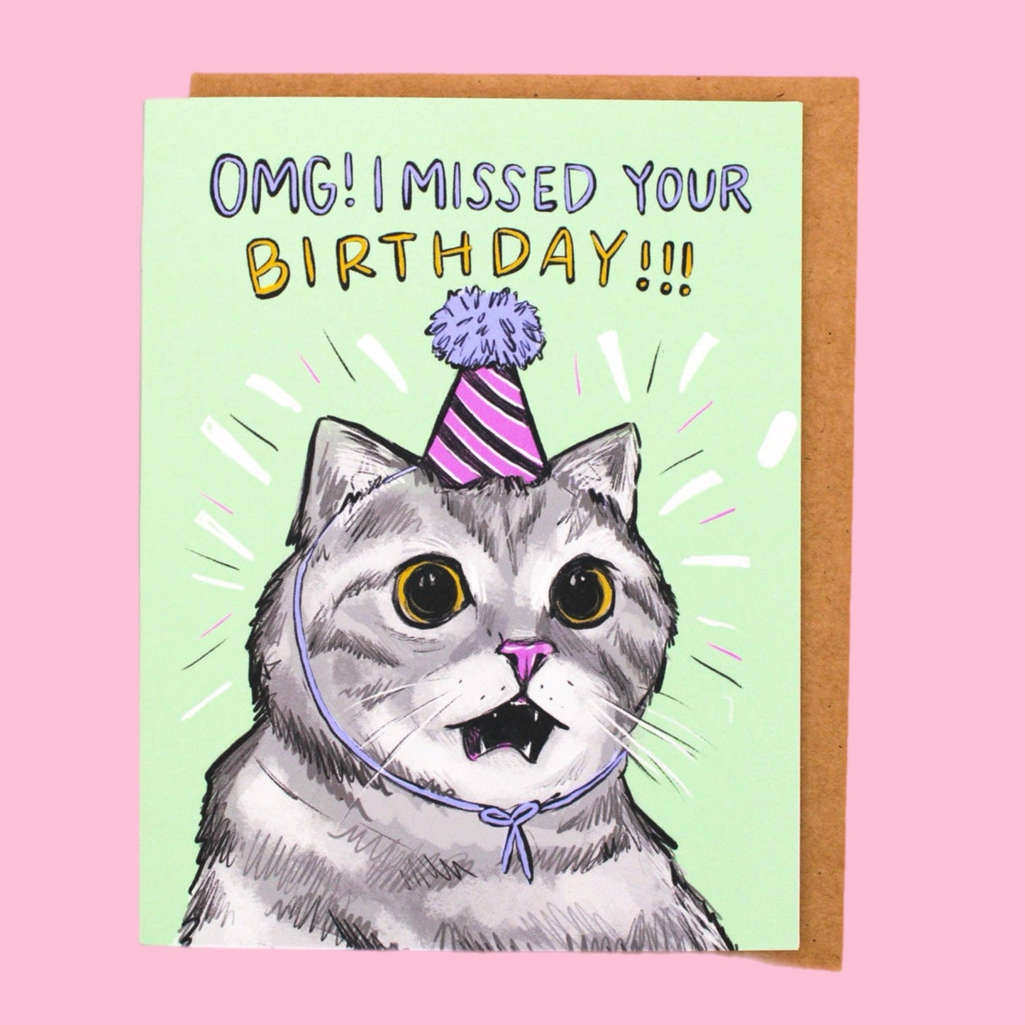 Belated Birthday Cat Card