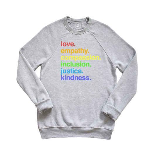 Rainbow Kindness Crewneck Sweatshirt (Grey)