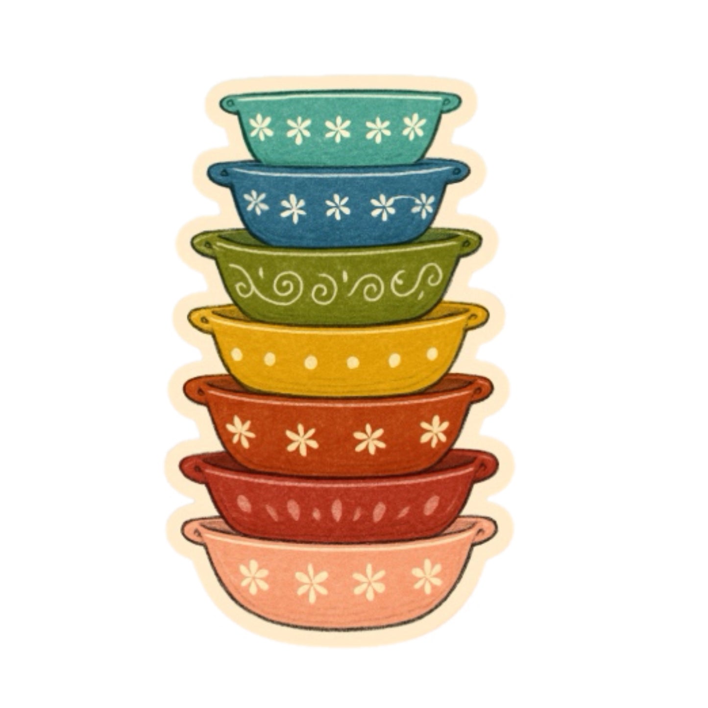 Vintage Pyrex Bowls Sticker