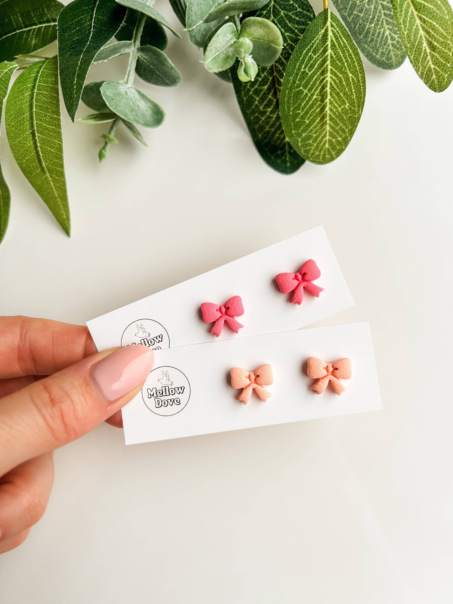 Bow Stud Earrings (Peach)