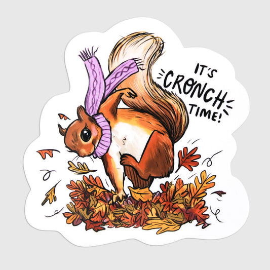 Leaf Crunch Squirrel Sticker