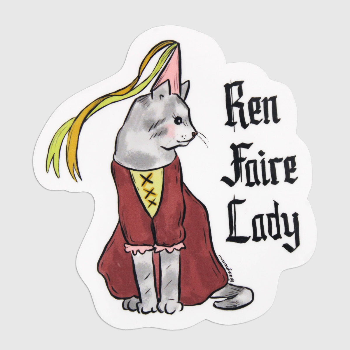 Ren Faire Lady Cat Sticker
