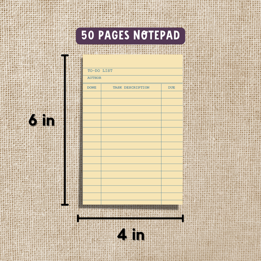 Library Card To-Do List 4x6 Notepad