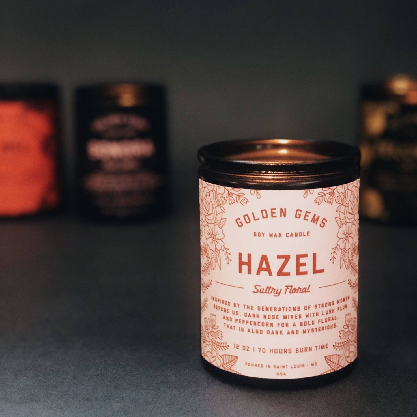 Hazel Candle (rose • plum • peppercorn)