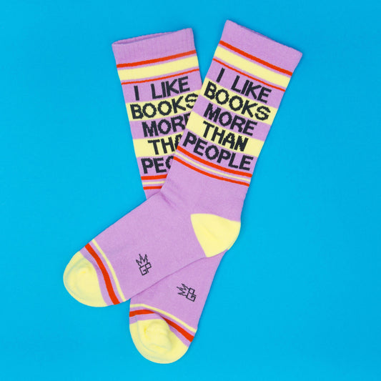I Like Books More Than People Retro Crew Socks